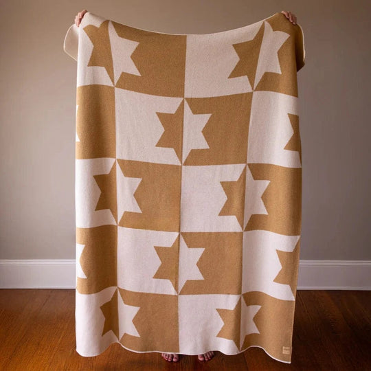 Star of David Throw Blanket - Gold and Cream