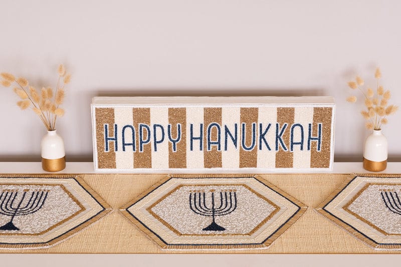 Adara Rituals Decorations Nava Happy Hanukkah Beaded Sign