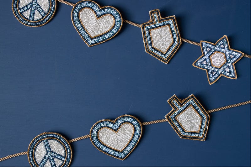 Adara Rituals Decorations Peace Love Dreidel Hand-Beaded Garland