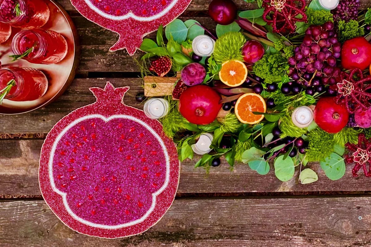 Adara Rituals - Rimona Pomegranate Beaded Placemat - ModernTribe
