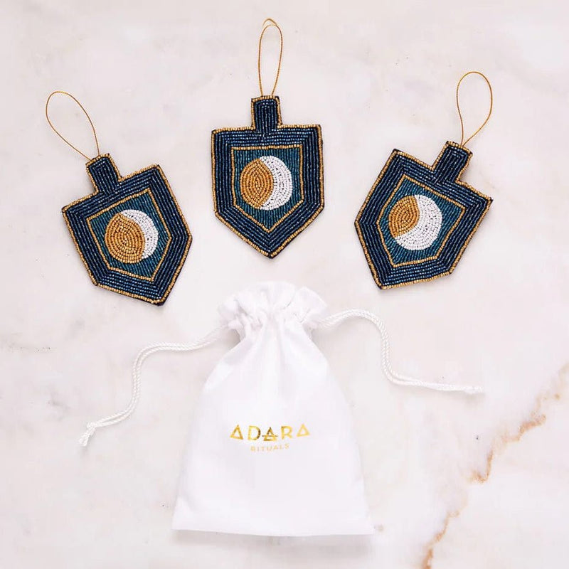 Adara Rituals - Moon Dreidel Hand - Beaded Ornament Set - Set of 3 - ModernTribe