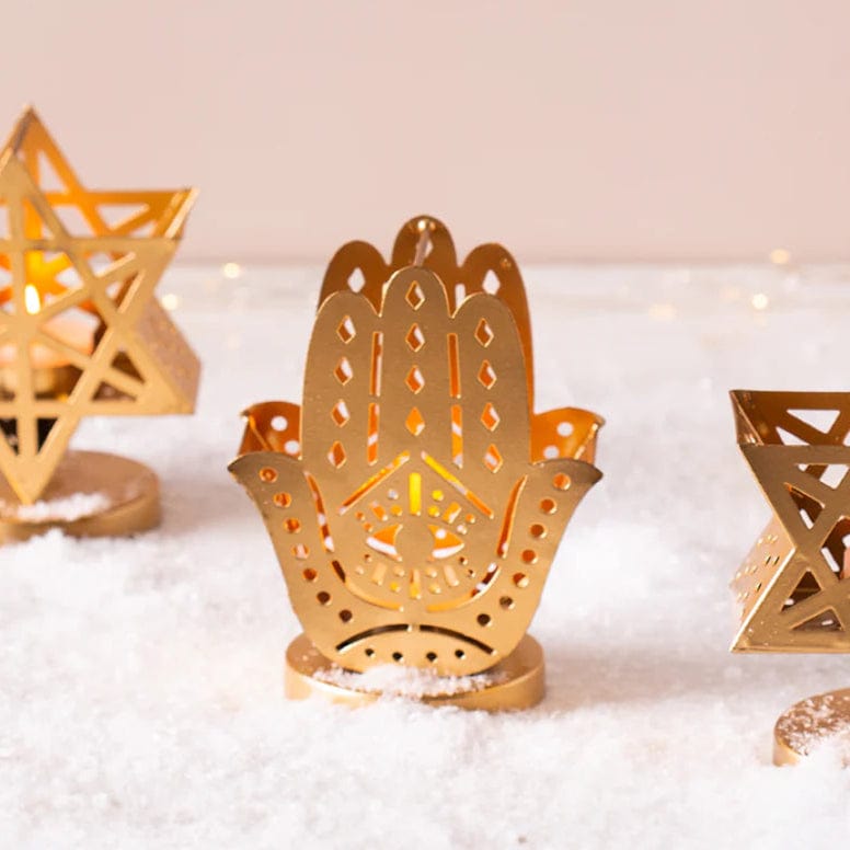 Yael Tealight Candle Holder - Hamsa