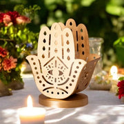 Adara Rituals Candlesticks Yahra Tealight Candle Holder - Hamsa