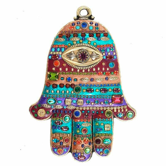 Swarovski Crystals Rainbow Wall Hamsa by Michal Golan