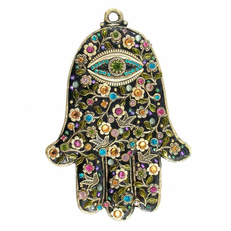 Michal Golan - Swarovski Crystals Midnight Garden Wall Hamsa by Michal Golan - ModernTribe