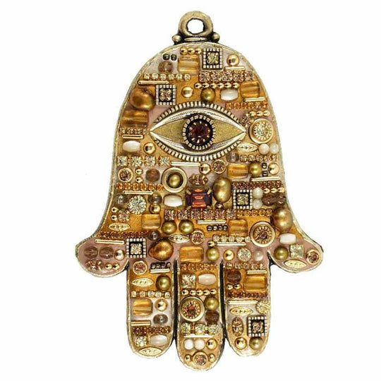 Swarovski Crystals Citrine Wall Hamsa by Michal Golan