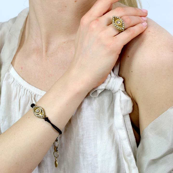 Michal Golan - Swarovski Crystals Gold Evil Eye Bracelet by Michal Golan - ModernTribe