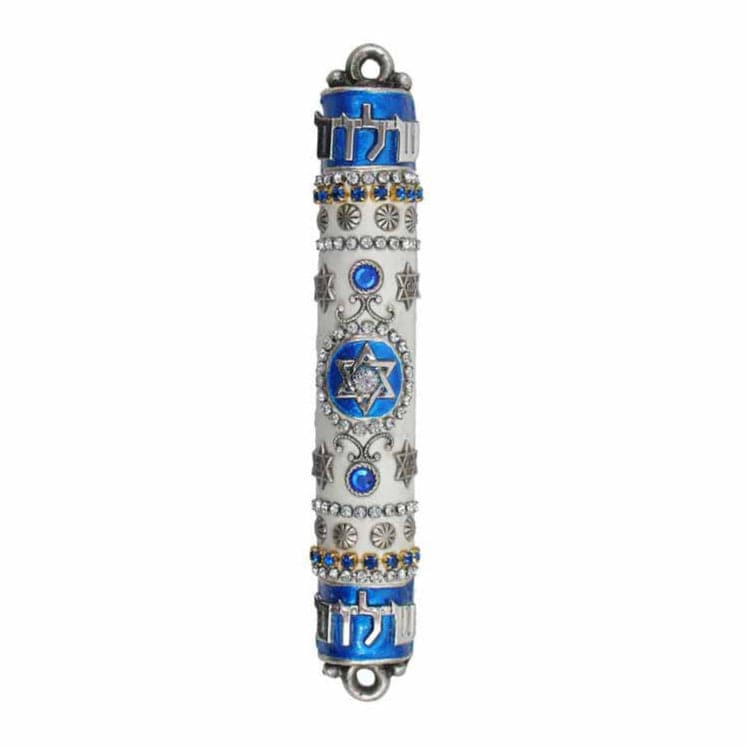 Michal Golan Mezuzahs Michal Golan Handmade Blue and White Mezuzah