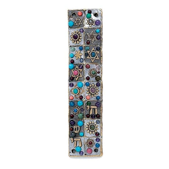 Silver Floral Mosaic Mezuzah by Michal Golan