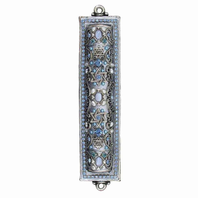 Michal Golan Mezuzahs Mezuzah in Silver and Blue by Michal Golan