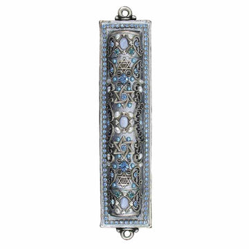 Michal Golan Mezuzahs Mezuzah in Silver and Blue by Michal Golan