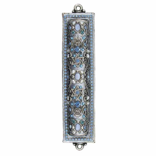 Silver and Blue Mezuzah by Michal Golan
