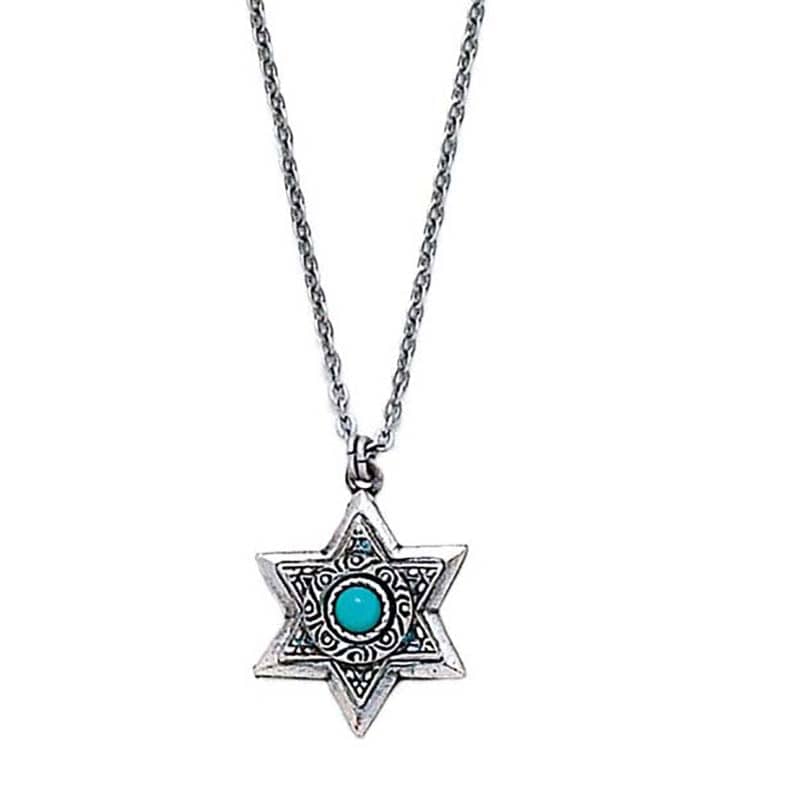 Michal Golan Necklaces Turquoise and Silver Star of David Necklace by Michal Golan