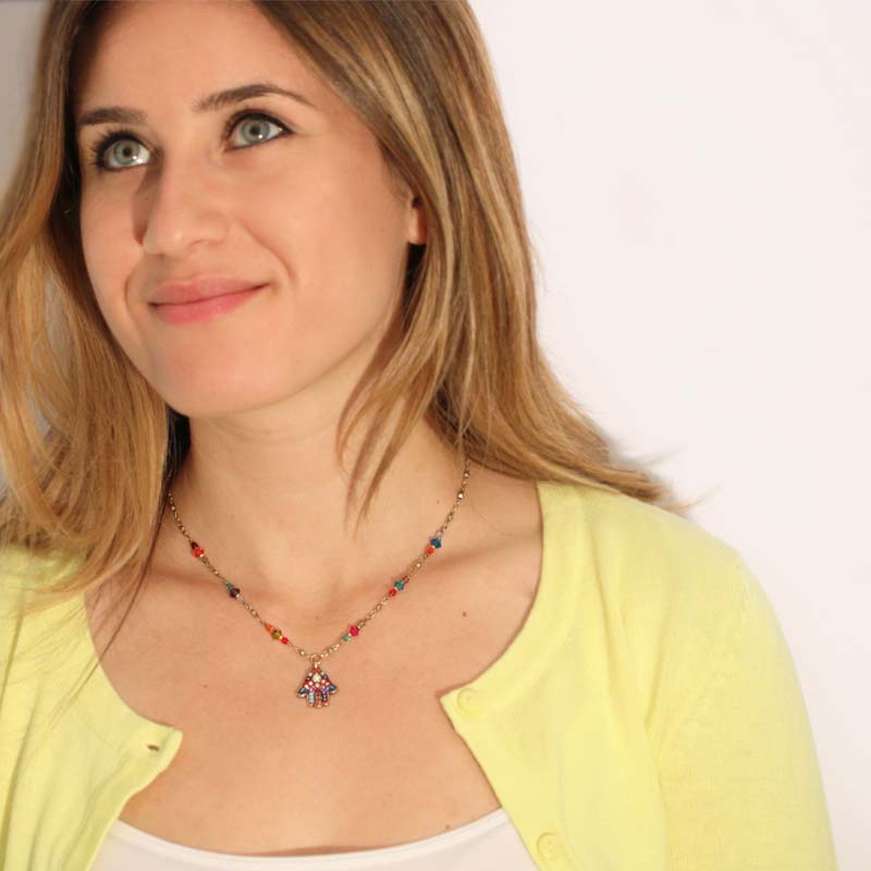 Michal Golan Necklaces Multi-Bright Hamsa Necklace by Michal Golan