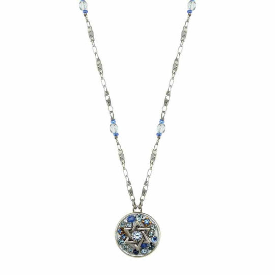 Sterling Silver and Blue Star of David Necklace by Michal Golan