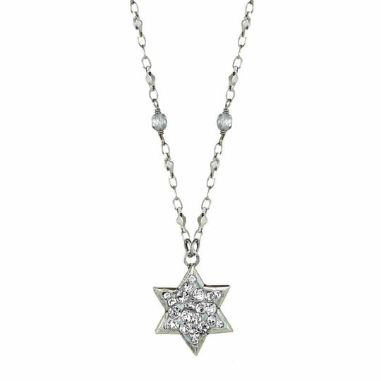Crystal Sterling Silver Star of David Necklace by Michal Golan
