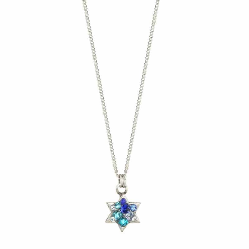 Michal Golan Necklaces Small Blue Crystal Star of David Necklace by Michal Golan