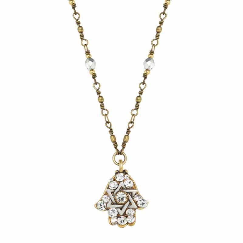 Michal Golan - Crystal and Gold Star of David Hamsa Necklace by Michal Golan - ModernTribe