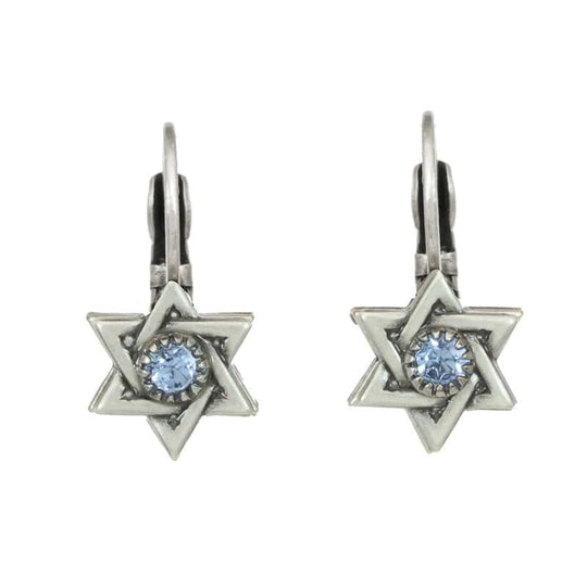 Tiny Star of David Crystal Earrings by Michal Golan - Sterling Silver