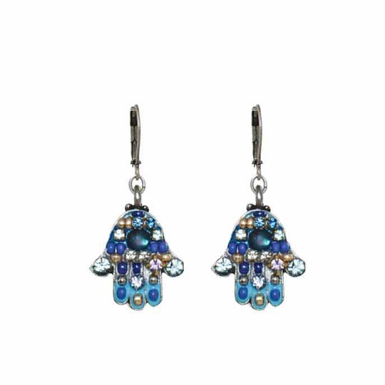 Blue Multi-Bright Hamsa Earrings by Michal Golan