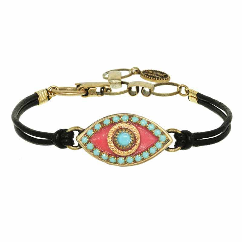 Michal Golan - Swarovski Crystals Pink and Turquoise Evil Eye Bracelet by Michal Golan - ModernTribe