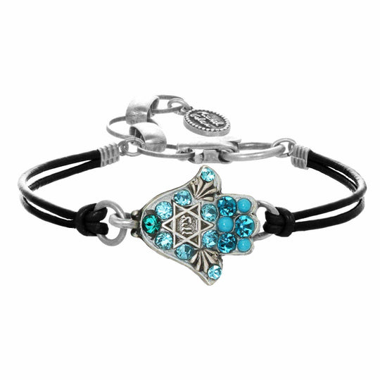 Blue and Sterling Silver Hamsa Bracelet by Michal Golan