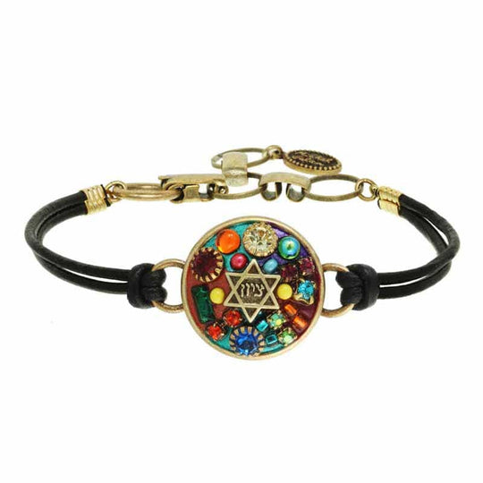 Rainbow Gold Star of David Bracelet