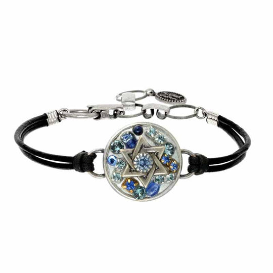 Sterling Silver and Blue Star of David Bracelet