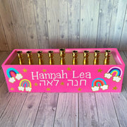Lea Joelle Handmade Menorahs Personalized Rainbows Menorah - Dark Pink