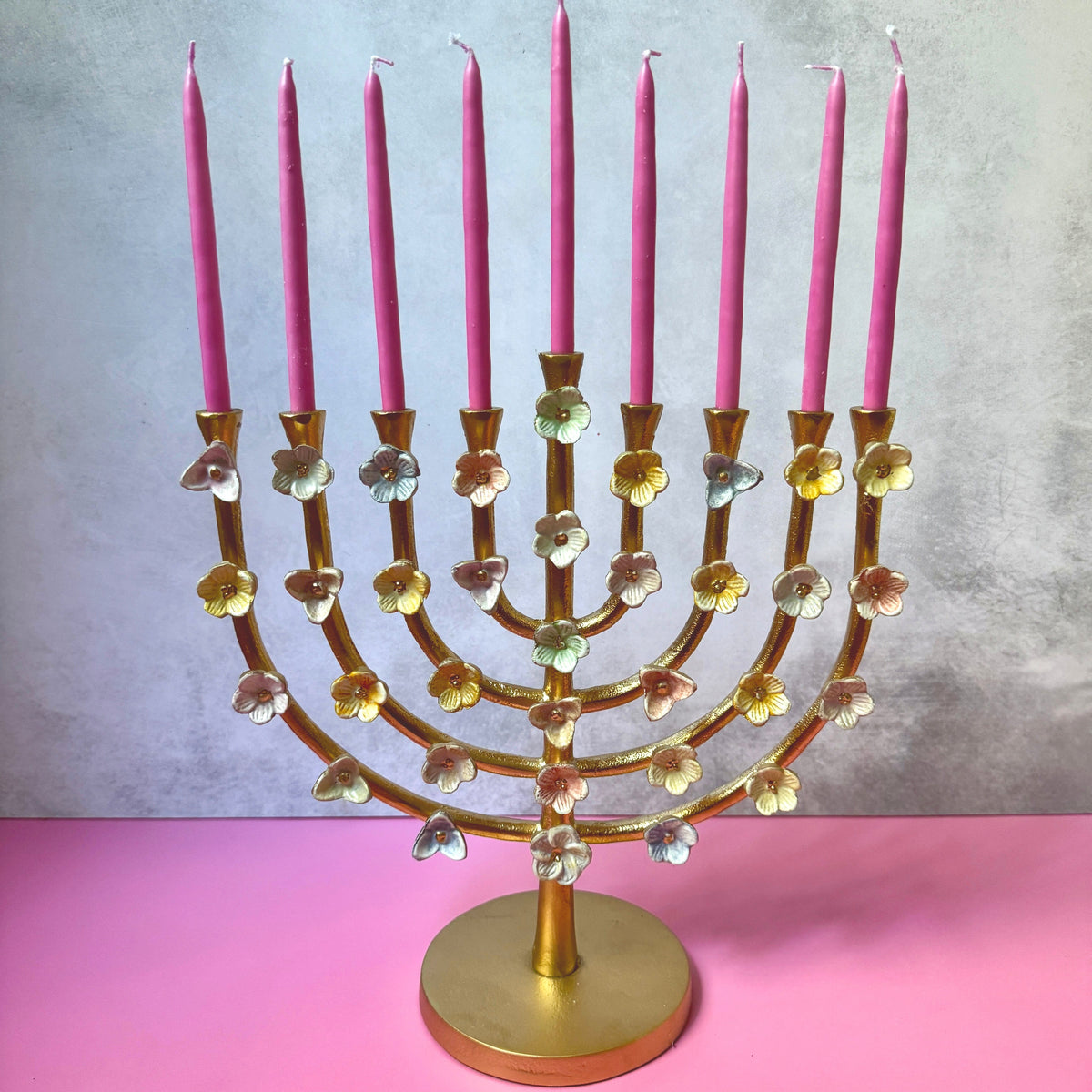 Amy Kritzer Becker Menorahs Rainbow Floral Lily Menorah