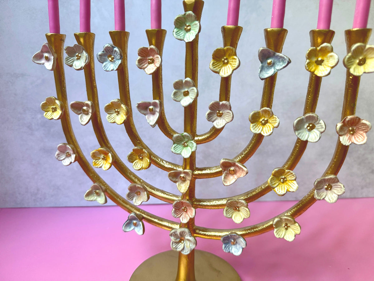 Amy Kritzer Becker Menorahs Rainbow Floral Lily Menorah