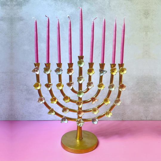 Rainbow Floral Lily Menorah