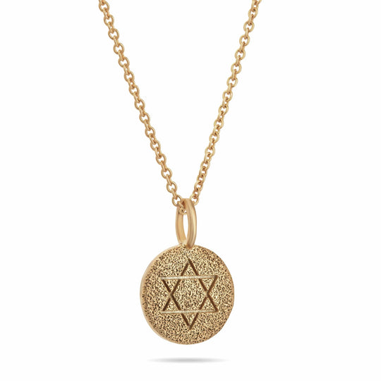 Classic Star of David Coin Necklace - 14k Gold