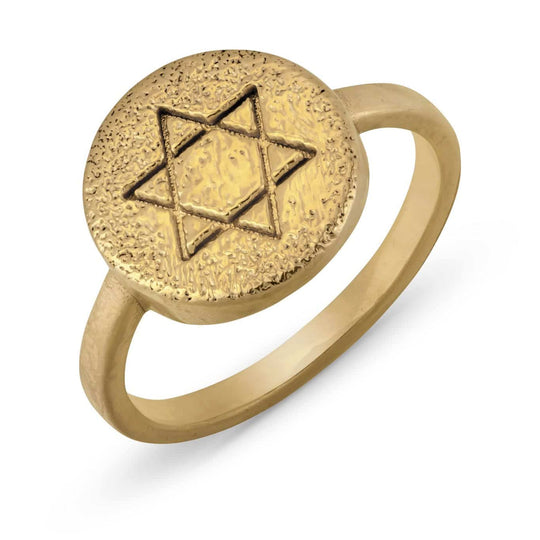 Classic Star of David Coin Ring - 14k Gold