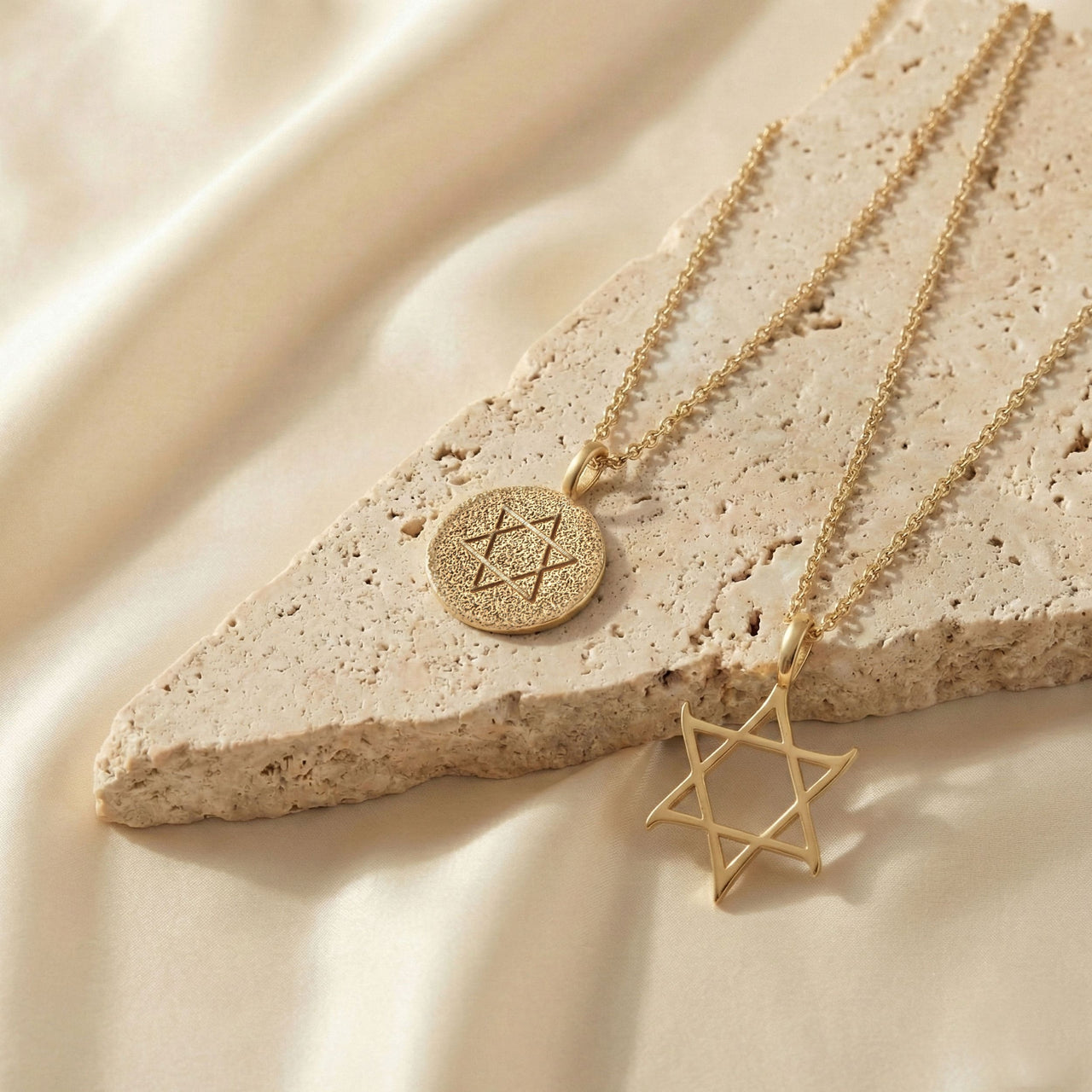 Sages & Souls gold Star of David necklaces styled together