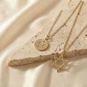 Sages & Souls gold Star of David necklaces styled together