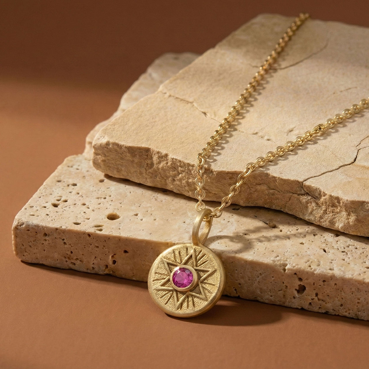 Radiant Star of David necklace styled on stone