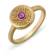 Radiant Star of David ring with pink sapphire in 14k gold by Sages & Souls
