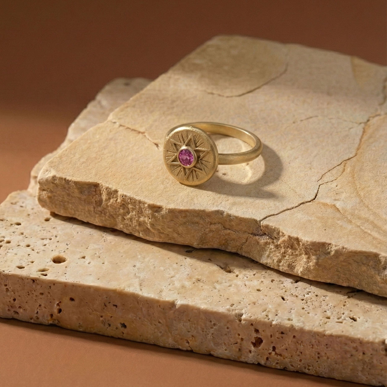 Radiant Star of David ring styled on stone