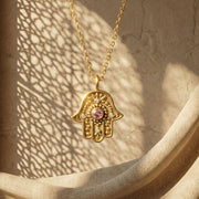 Eternal Pulse Hamsa necklace in 14k gold by Sages & Souls