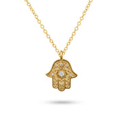 Radiant Anchor Hamsa necklace with diamond centre