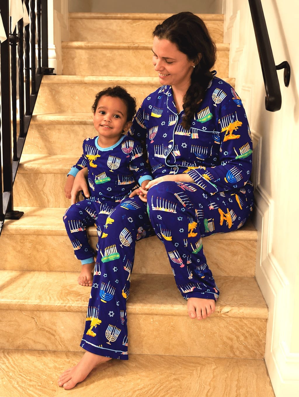 Amy Kritzer Becker Pajamas Hanukkah Many Menorahs Bamboo Adult Pajamas - (Unisex Sizes XS - 4XL)