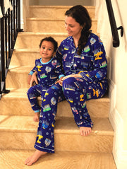 Amy Kritzer Becker Pajamas Hanukkah Many Menorahs Bamboo Adult Pajamas - (Unisex Sizes XS - 4XL)