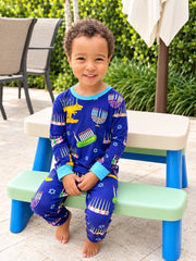 Amy Kritzer Becker Pajamas Hanukkah Many Menorahs Bamboo Pajamas - (Kids Unisex Sizes 2T - 14)