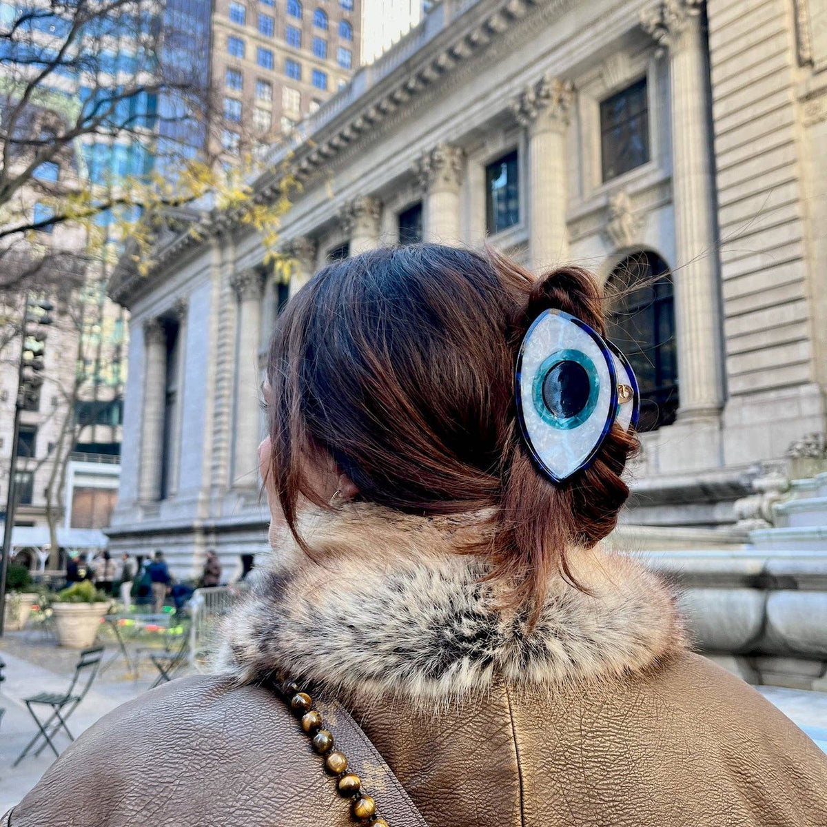Hand-Painted Evil Eye Claw Hair Clip