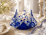 Shevi B Glass Creations Candlesticks Yahrzeit Candle Holder - Blue Stone