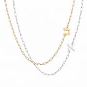 Miriam Merenfeld Jewelry Necklaces Hebrew Side Initial Paperclip Necklace by Miriam Merenfeld - (Sterling Silver, Gold-Plated or Two-Tone)