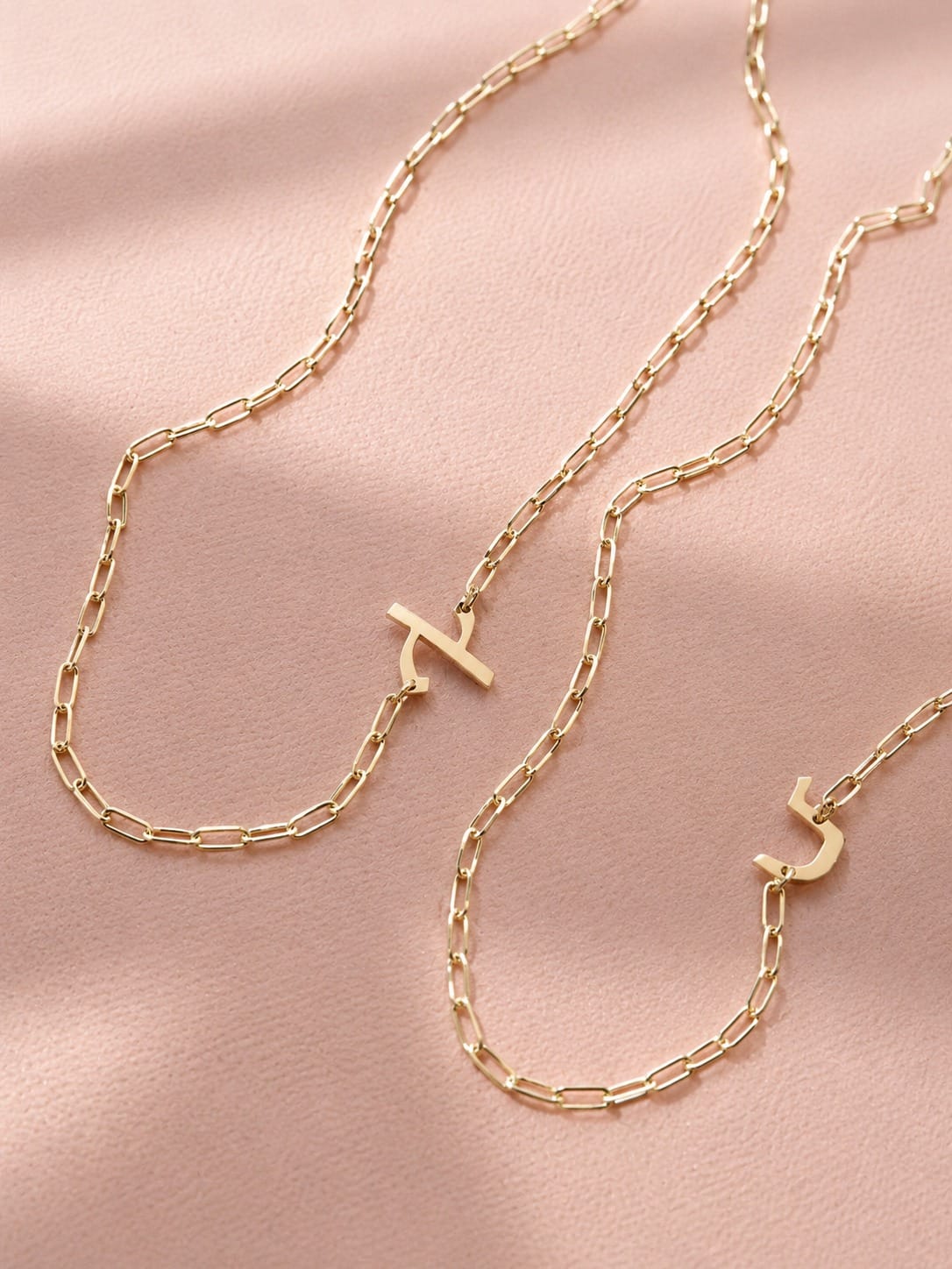 Miriam Merenfeld Jewelry Necklaces Hebrew Side Initial Paperclip Necklace by Miriam Merenfeld - (Sterling Silver, Gold-Plated or Two-Tone)