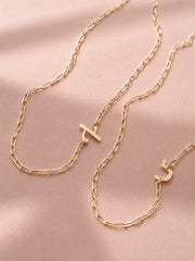 Miriam Merenfeld Jewelry Necklaces Hebrew Side Initial Paperclip Necklace by Miriam Merenfeld - (Sterling Silver, Gold-Plated or Two-Tone)
