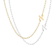 Miriam Merenfeld Jewelry Necklaces Hebrew Side Initial Paperclip Necklace by Miriam Merenfeld - (Sterling Silver, Gold-Plated or Two-Tone)